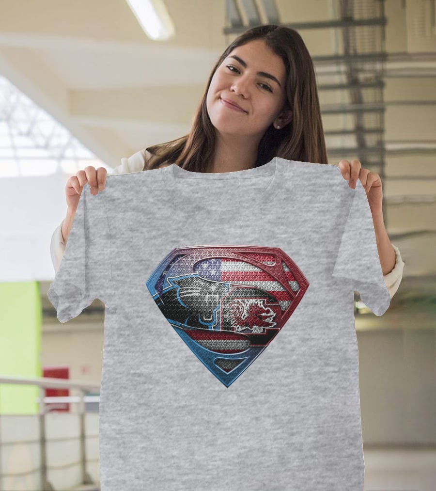 Superman Shield American Flag Panthers Gamecocks T-Shirt