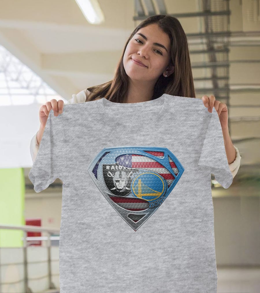 Superhero Shield Raiders Warriors American Flag T-Shirt