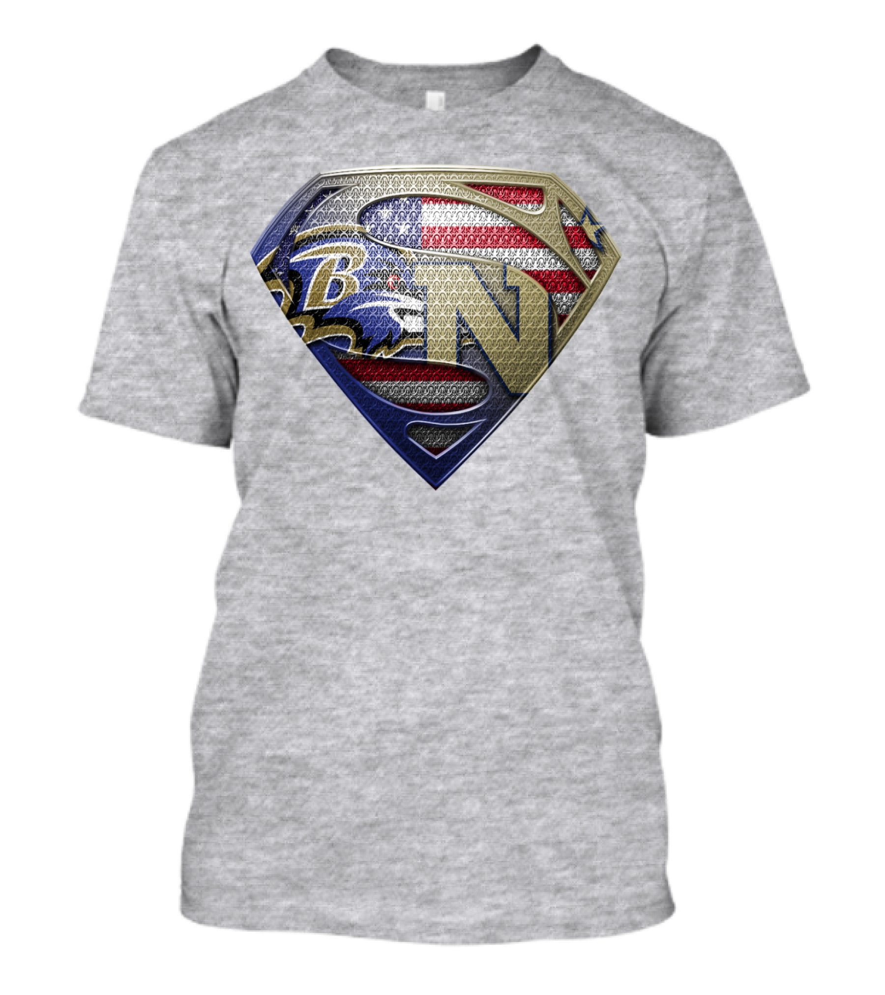 Baltimore Ravens Nfl Superman Shield American Flag T-Shirt