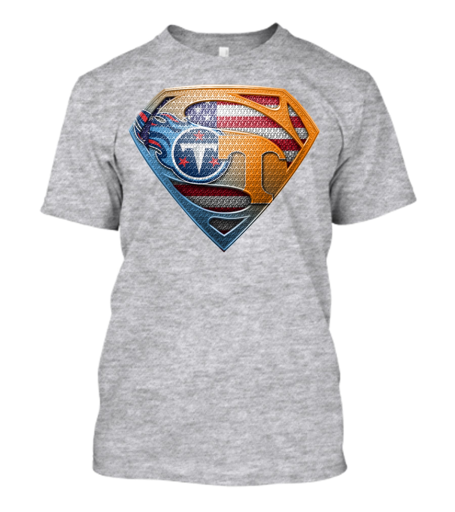 Tennessee Titans Superman Logo With American Flag Pattern T-Shirt