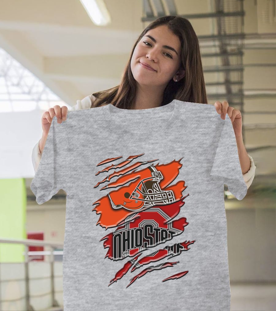 Ohio State Buckeyes Cleveland Browns Helmet Rah T-Shirt