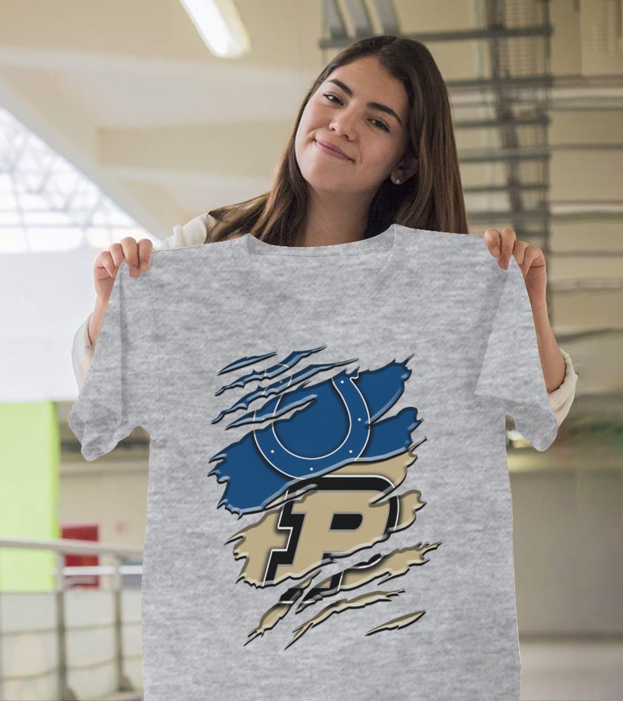 Indianapolis Colts Purdue Boilermakers Logo Mashup T-Shirt