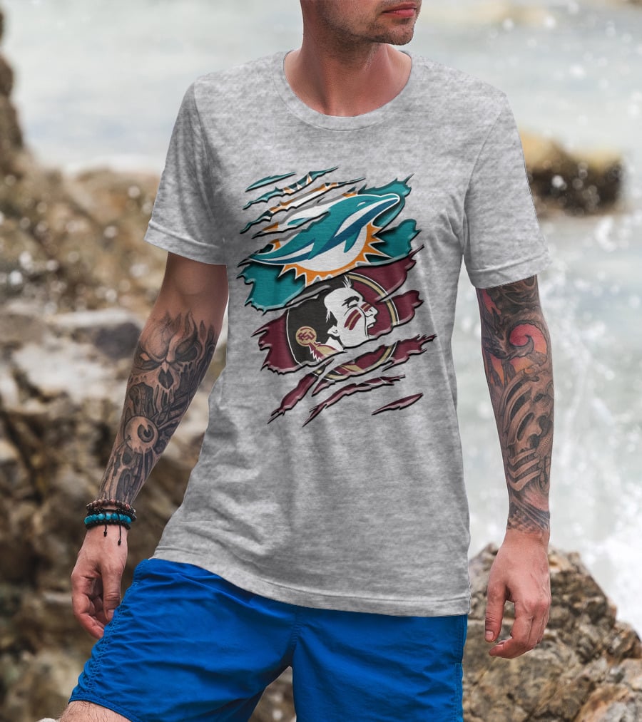 Dolphins Seminoles Fan Fusion T-Shirt