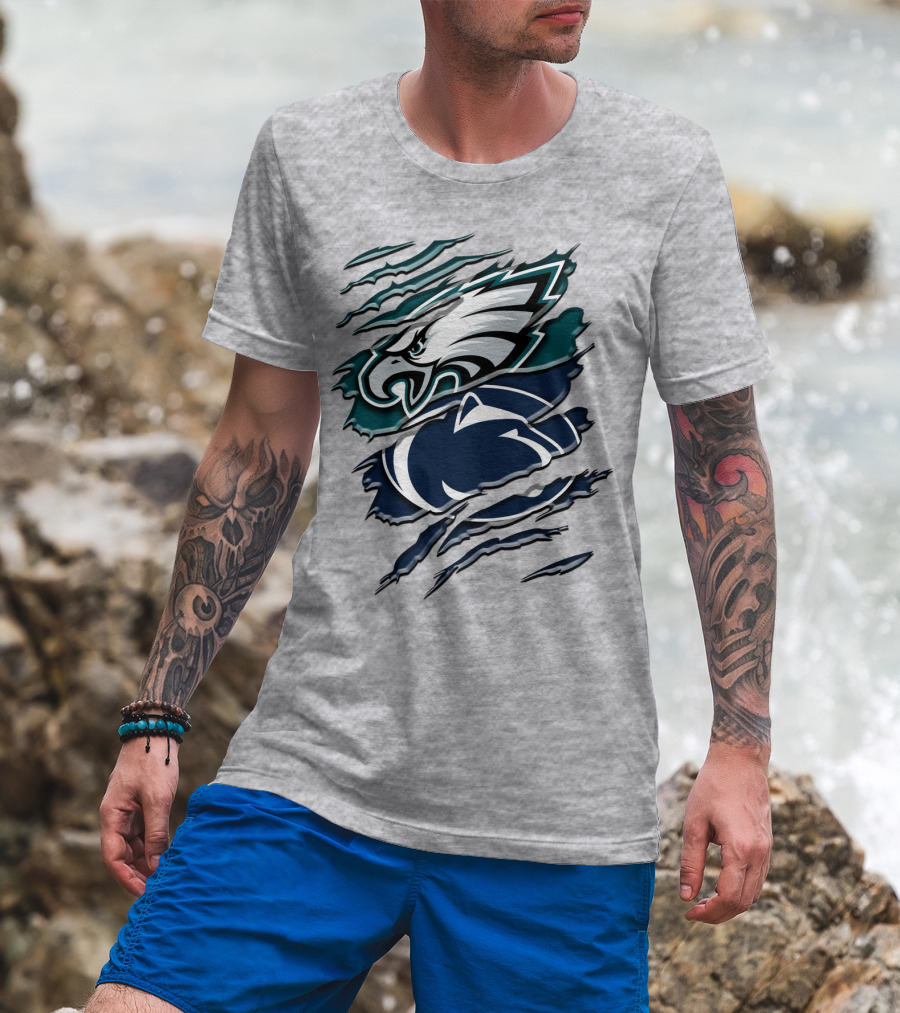 Philadelphia Eagles Penn State Nittany Lions Layered Claw Marks T-Shirt