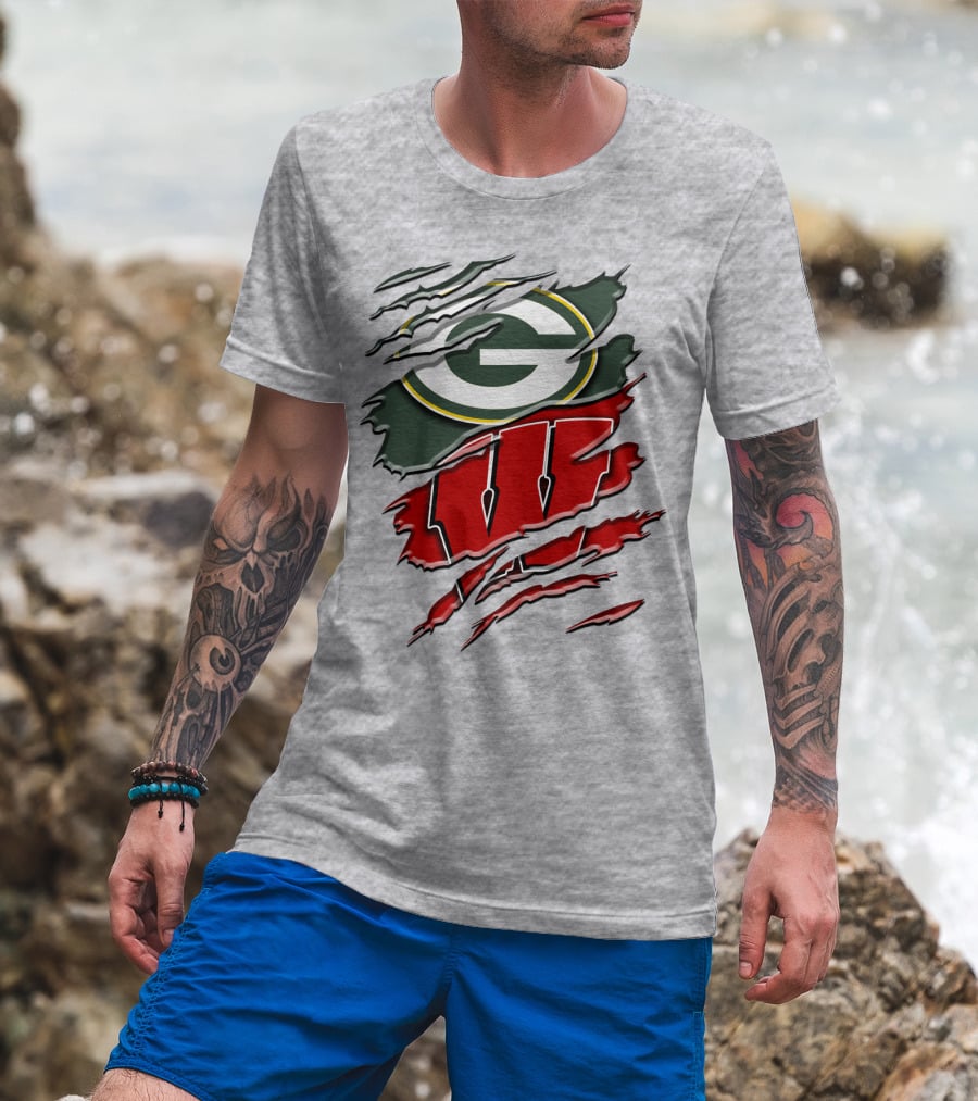 Green Bay Packers Wisconsin Badgers Claw Marks T-Shirt