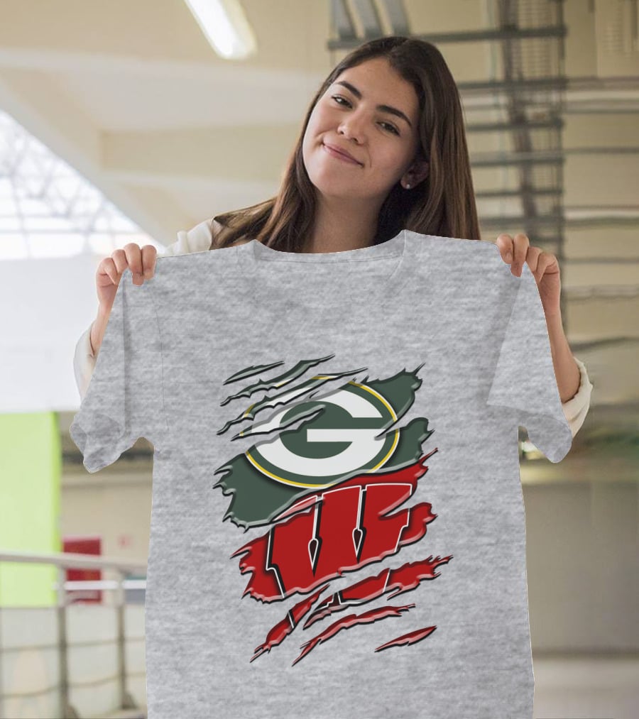 Green Bay Packers Wisconsin Badgers Claw Marks T-Shirt
