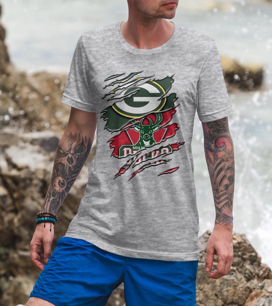Milwaukee Bucks Green Bay Packers Crossover Rah T-Shirt