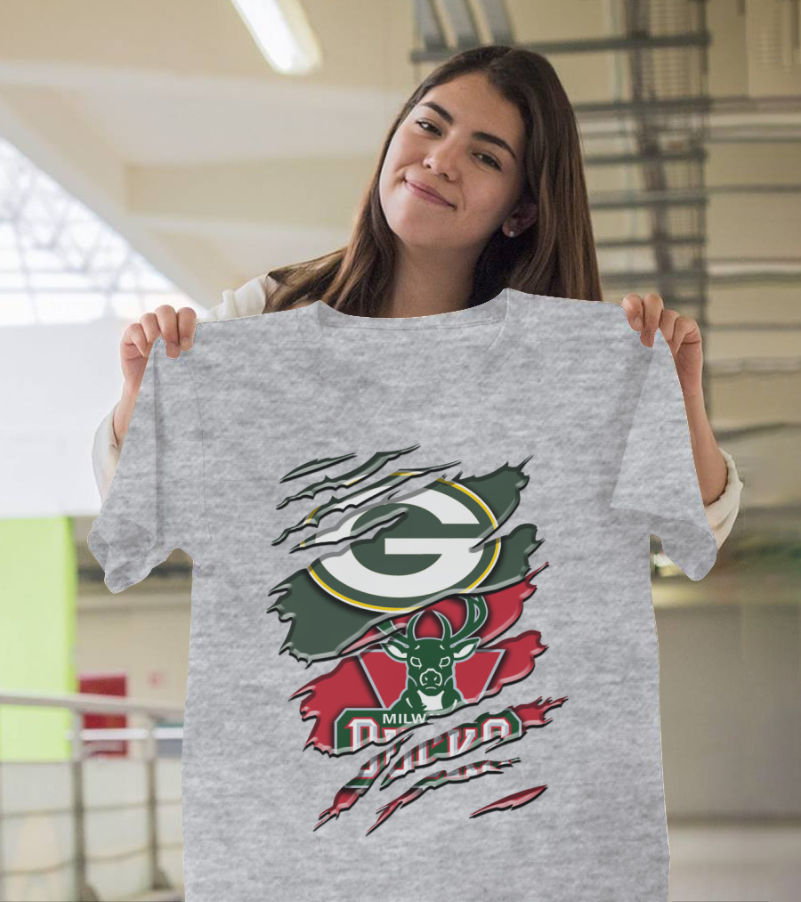Milwaukee Bucks Green Bay Packers Crossover Rah T-Shirt
