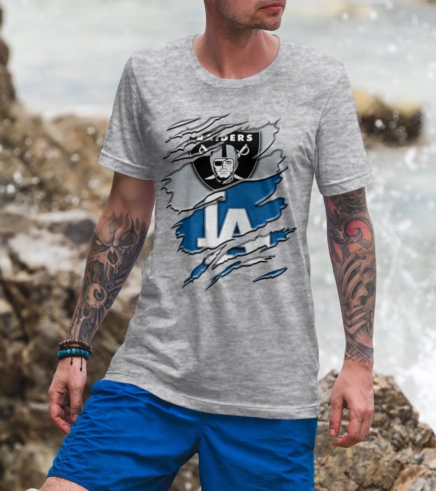 Raiders La Dodgers Crest Combination T-Shirt