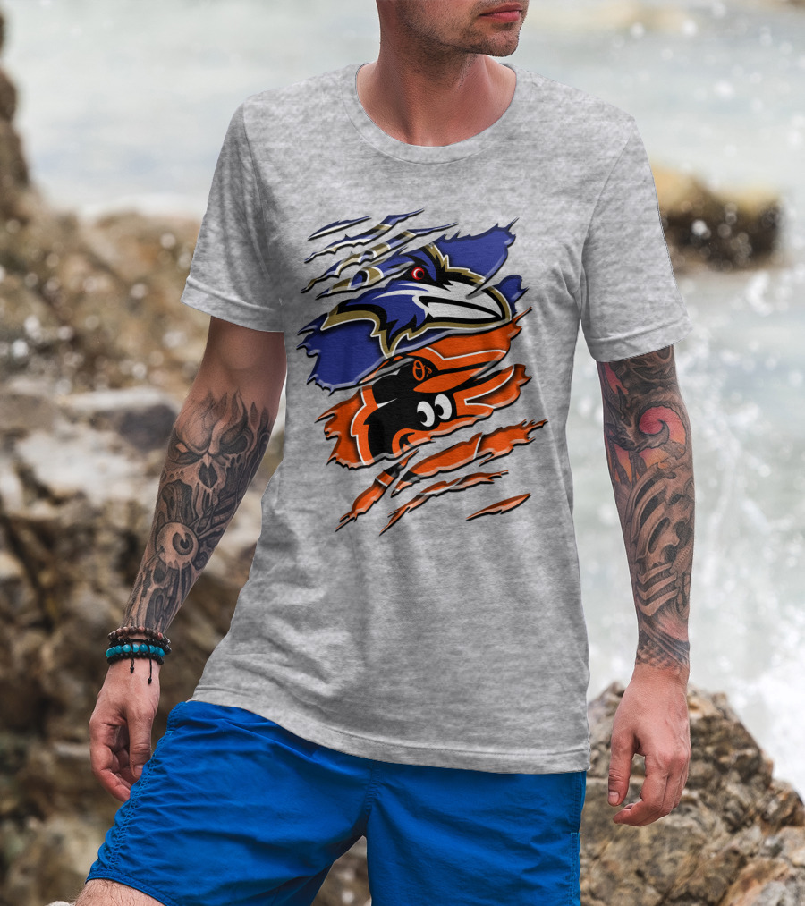 Baltimore Ravens Orioles Logo Mashup Rah 101 T-Shirt