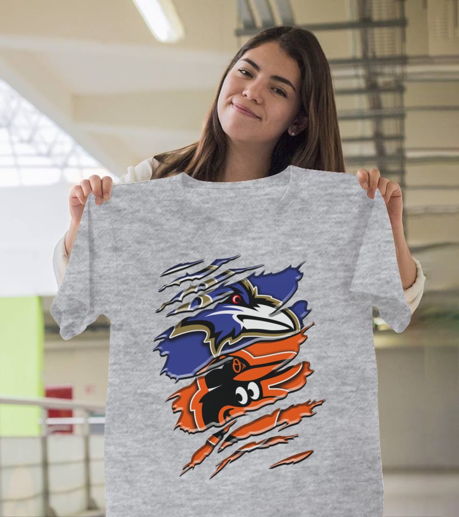 Baltimore Ravens Orioles Logo Mashup Rah 101 T-Shirt