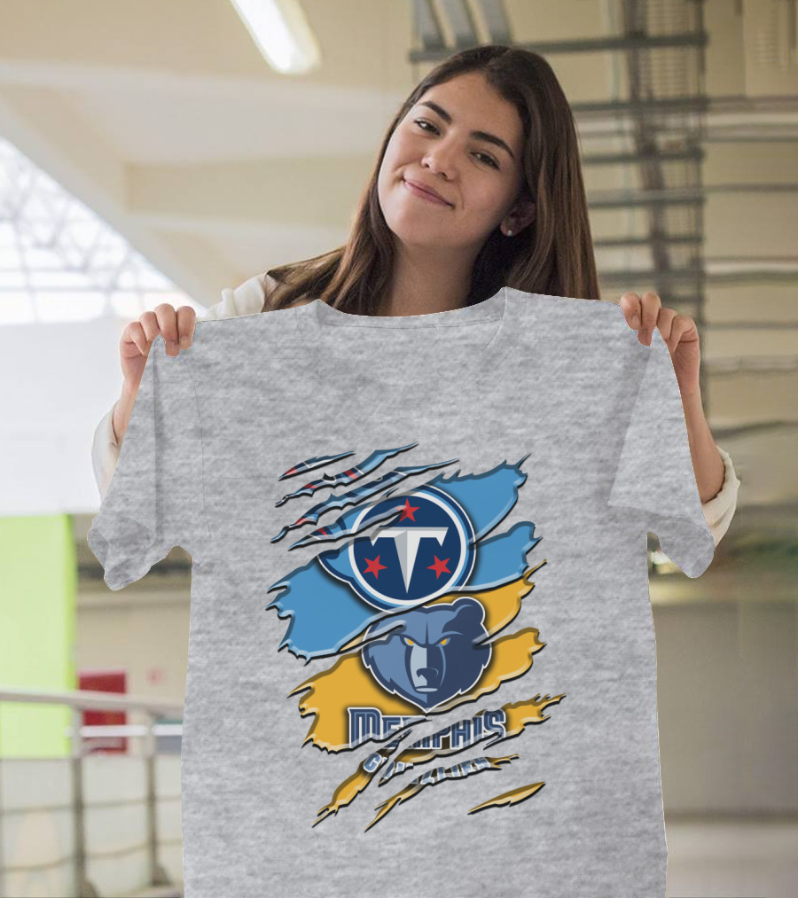 Tennessee Titans Memphis Grizzlies Logo Mashup Rah 128 T-Shirt