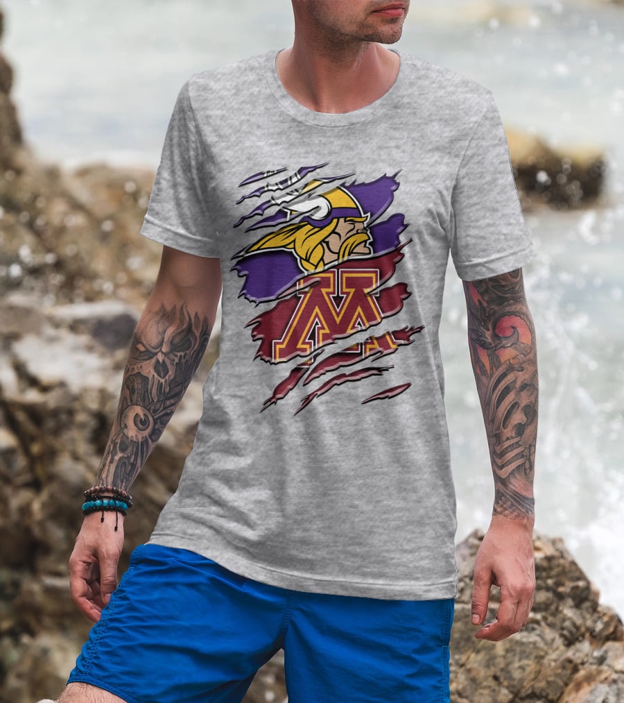 Minnesota Vikings And Golden Gophers Claw Marks Rah 133 T-Shirt