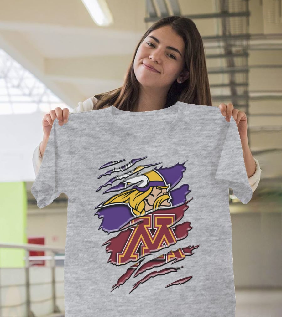 Minnesota Vikings And Golden Gophers Claw Marks Rah 133 T-Shirt