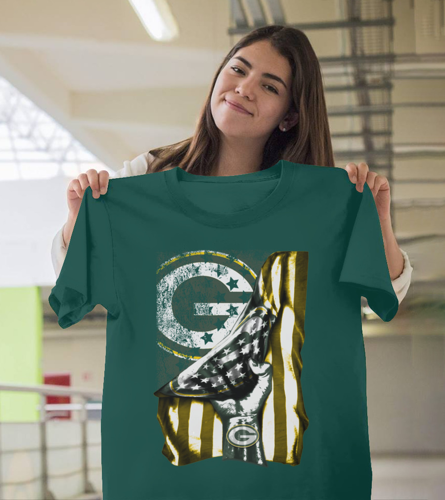 Green Bay Packers American Flag T-Shirt