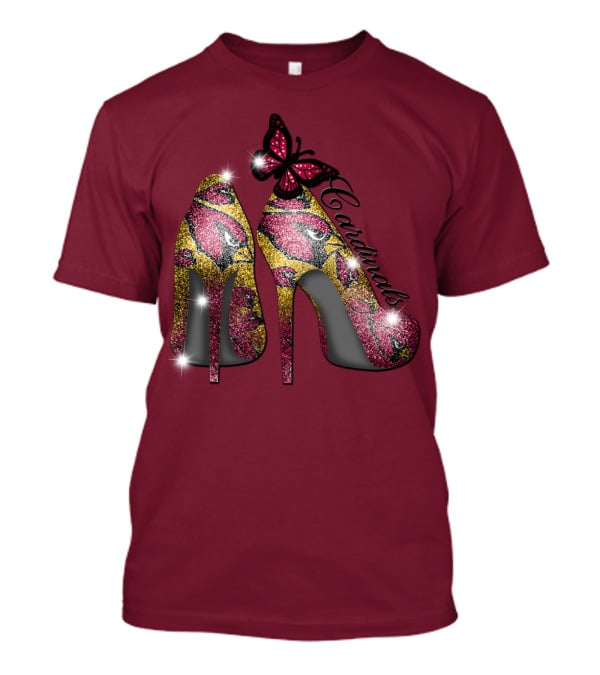 Arizona Cardinals Heels Butterfly Sparkle T-Shirt