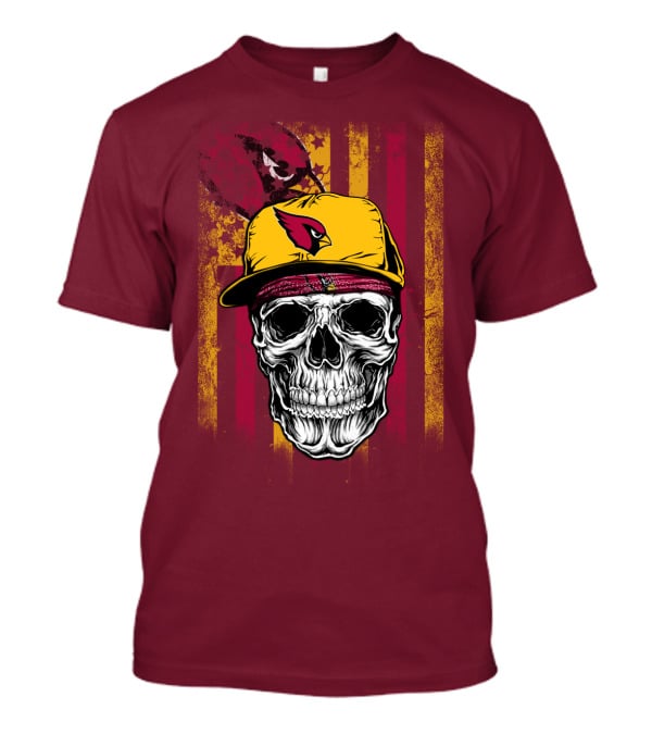 Arizona Cardinals Skull With Yellow Cap And Red T-Shirt