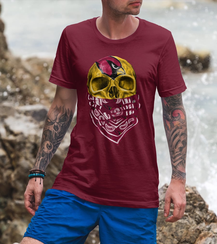 Arizona Cardinals Skull Bandana Red T-Shirt