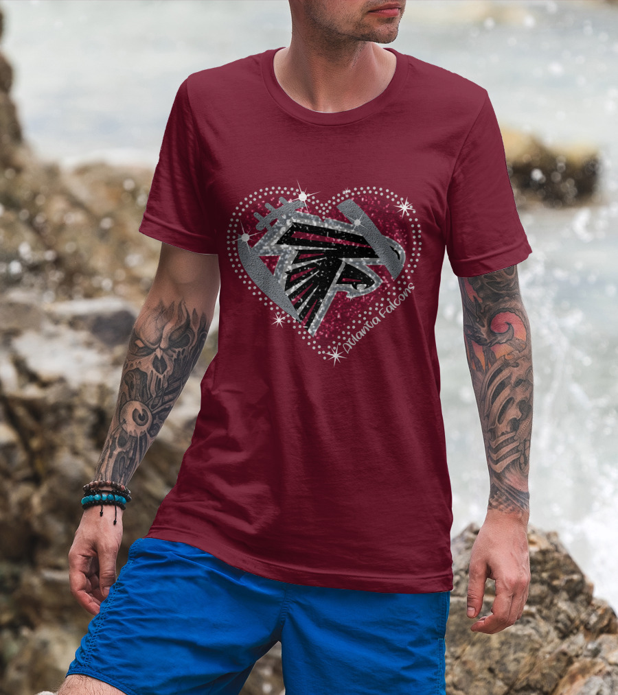 Atlanta Falcons Sparkling Heart T-Shirt