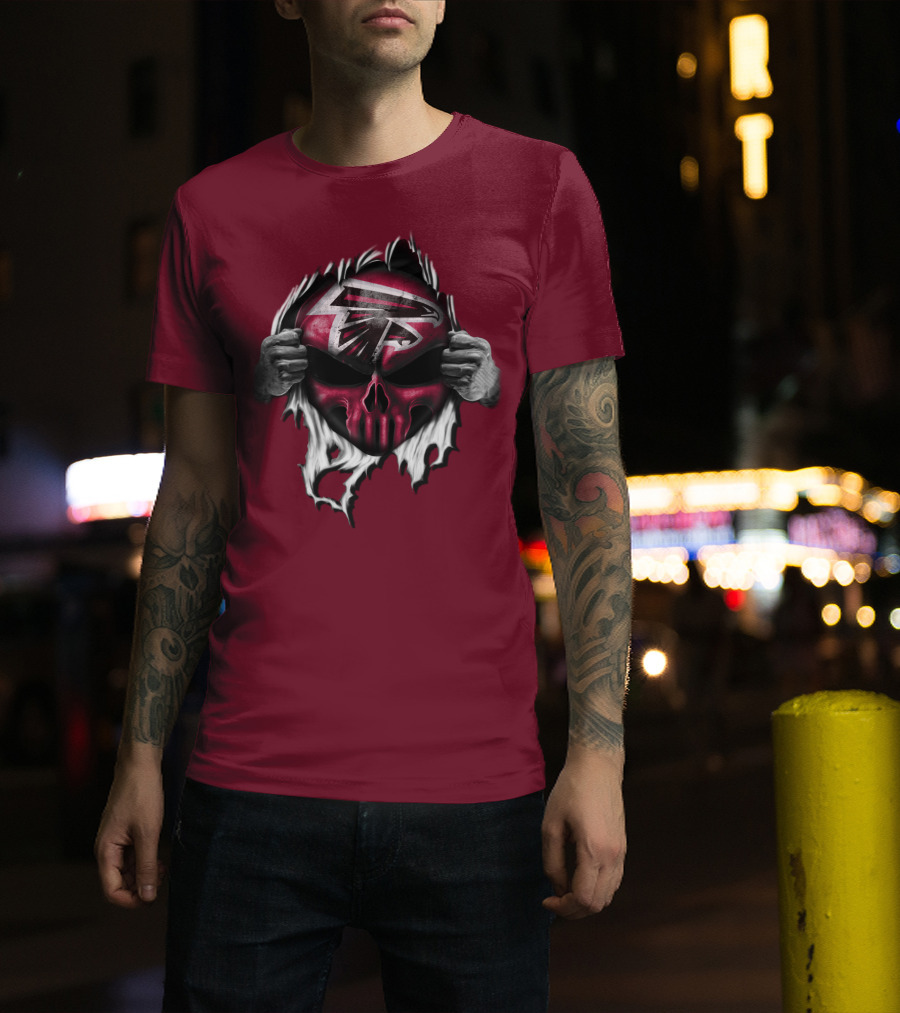 Atlanta Falcons Skull Logo Tearing T-Shirt