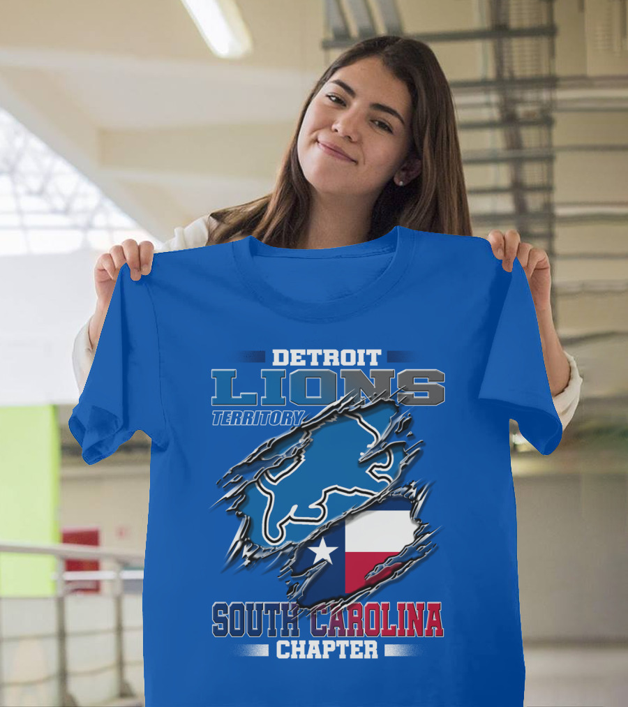 Detroit Lions Territory South Carolina Chapter Texas Flag T-Shirt