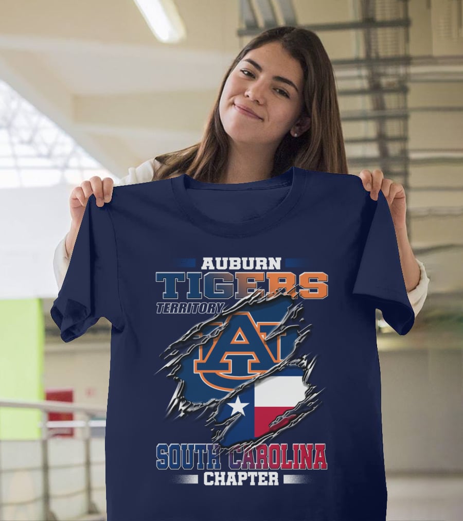 Auburn Tigers Territory South Carolina Chapter Texas Flag Icons T-Shirt