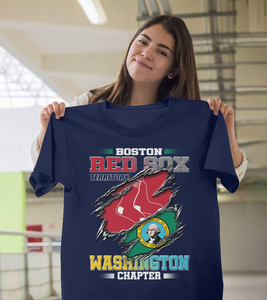 BOSTON RED SOX TERRITORY WASHINGTON CHAPTER SEAL OF THE STATE OF WASHINGTON T-Shirt