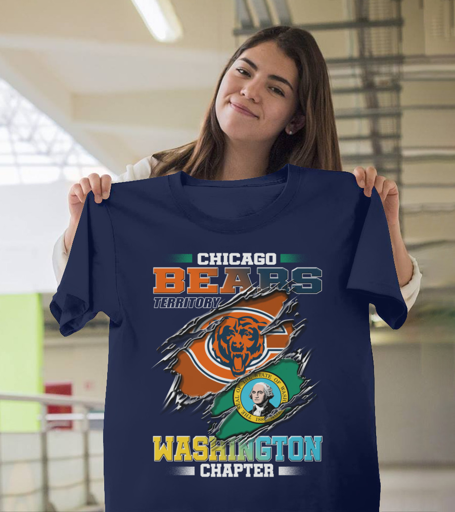 Chicago Bears Territory Washington Chapter State Flag T-Shirt