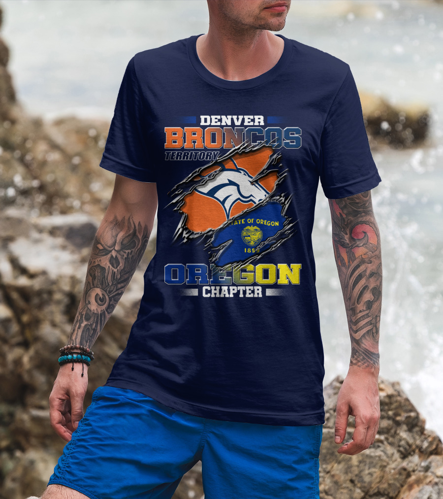 Denver Broncos Territory Oregon Chapter State Of Oregon 1859 T-Shirt