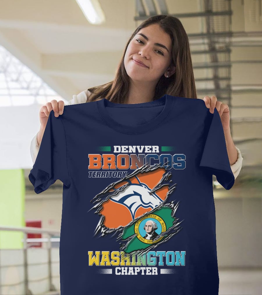 Denver Broncos Territory Washington Chapter Seal Of State Of Washington T-Shirt