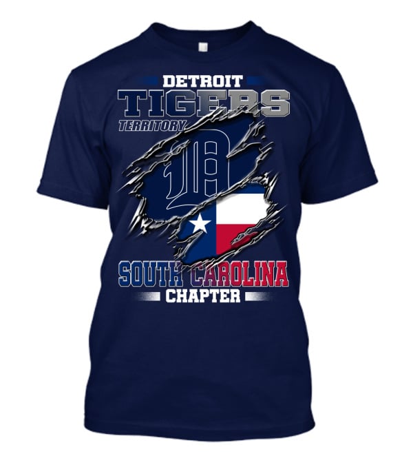 Detroit Tigers Territory South Carolina Chapter Texas Flag T-Shirt