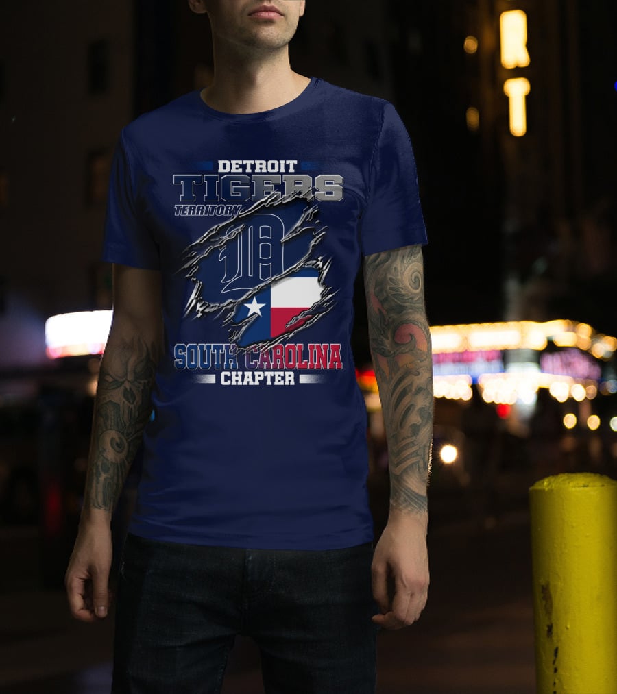 Detroit Tigers Territory South Carolina Chapter Texas Flag T-Shirt