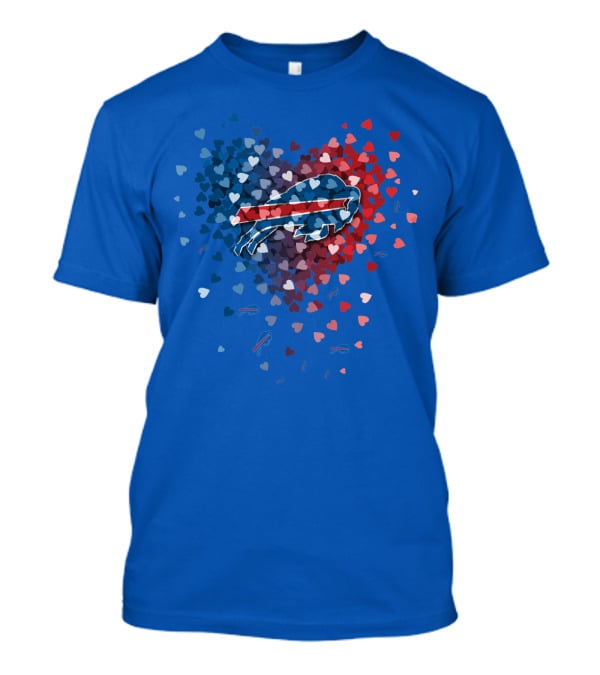 Buffalo Bills Heart-Shaped Logo With Colorful Hearts T-Shirt