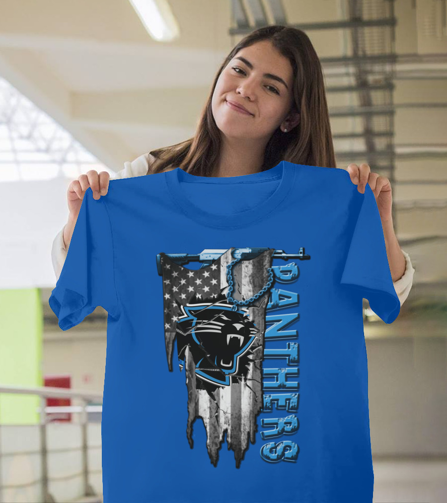 American Flag Carolina Panthers Logo Panthers T-Shirt