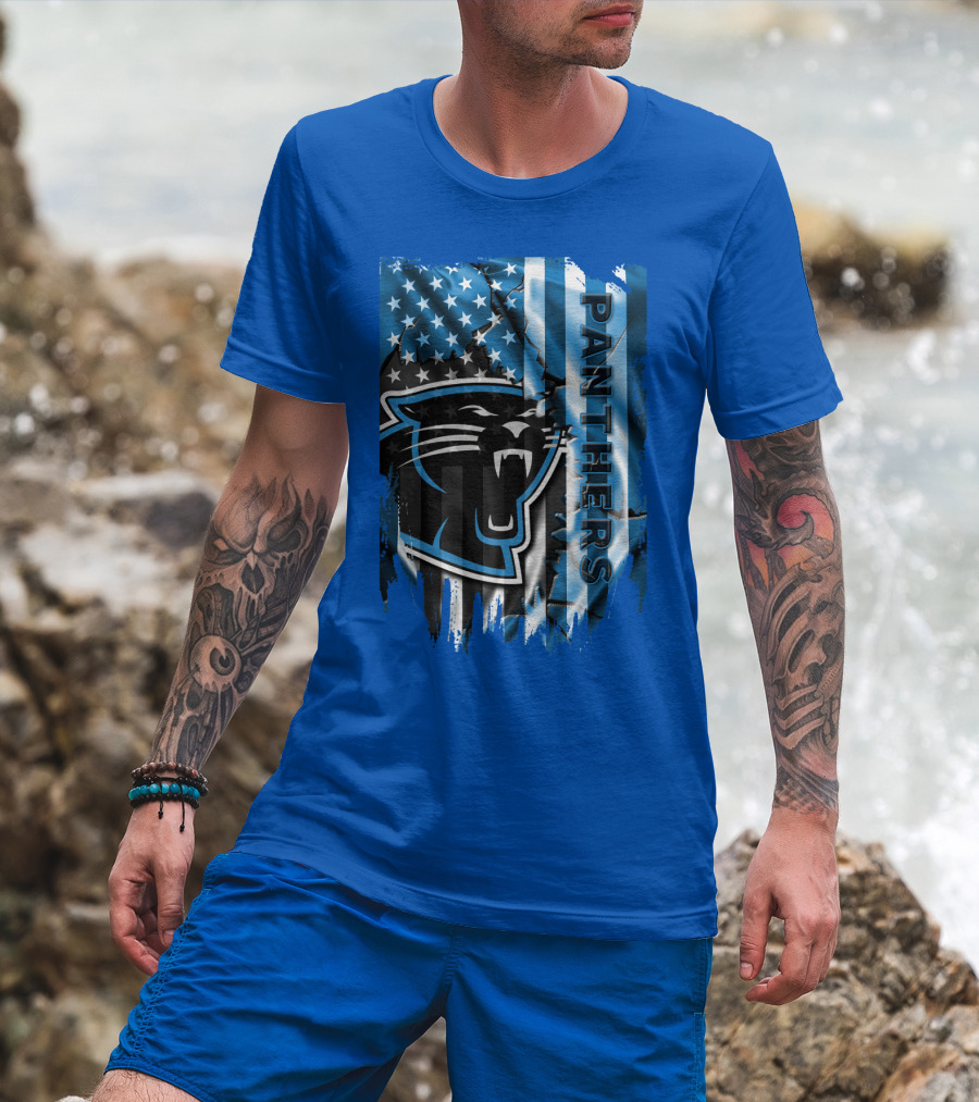 Panthers American Flag Stars And Stripes T-Shirt