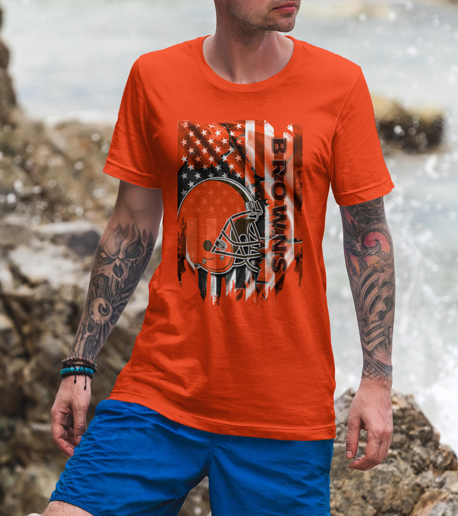 Browns American Flag Helmet T-Shirt