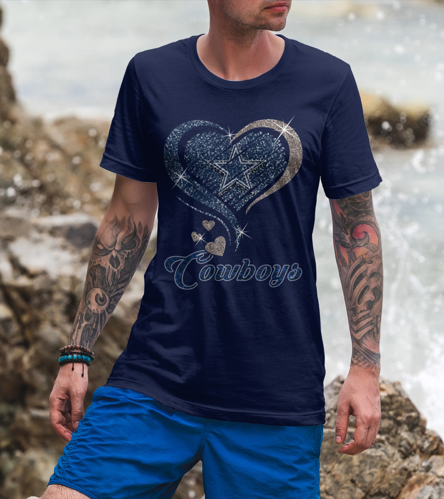 Cowboys Heart Star Glitter T-Shirt