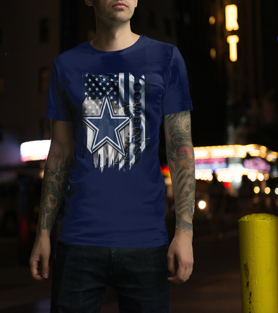 Cowboys American Flag Star Logo Navy Blue T-Shirt