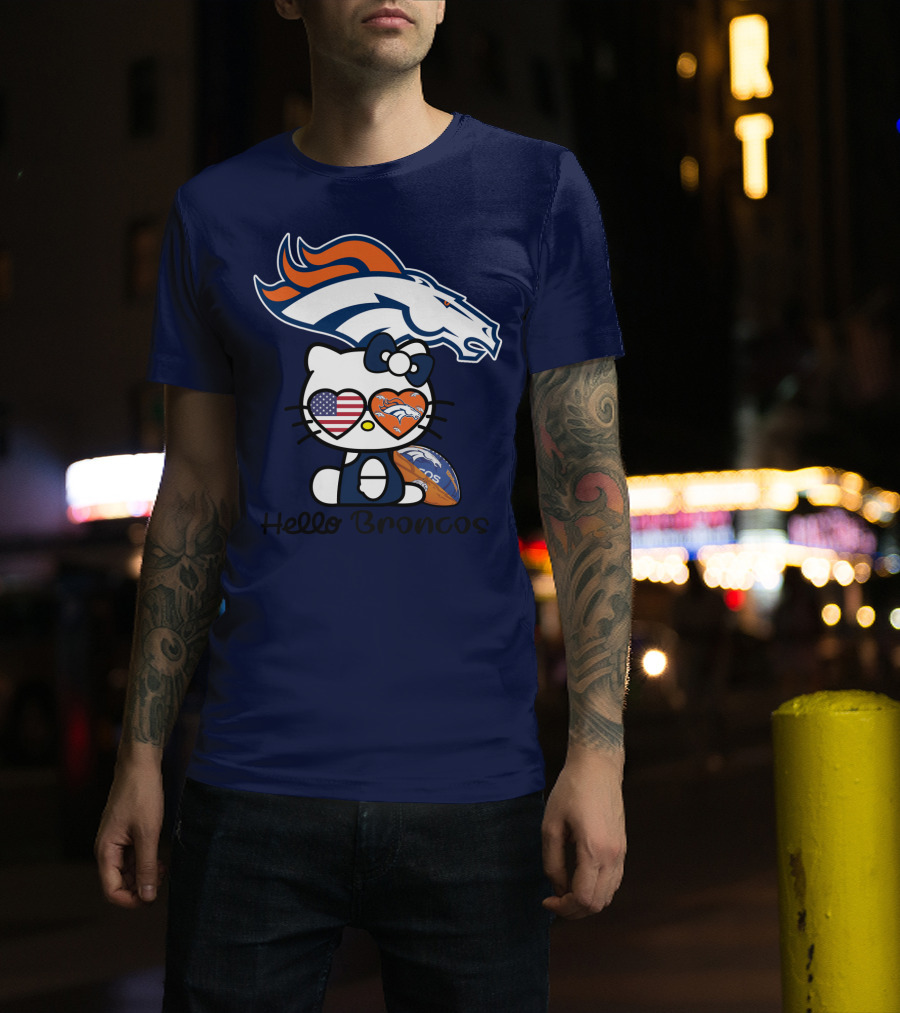 Hello Broncos Denver Broncos Football Hello Kitty T-Shirt