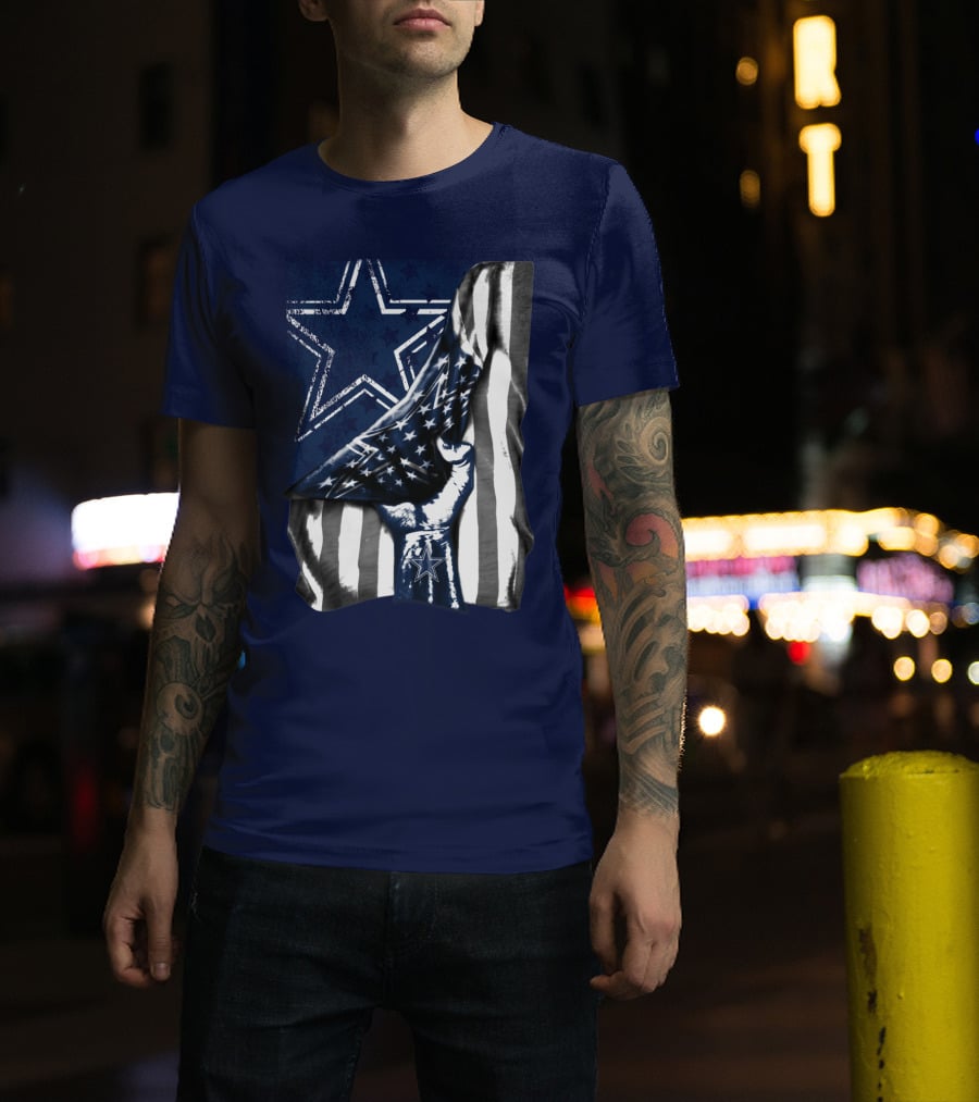 Dallas Cowboys Star Fist With American Flag T-Shirt