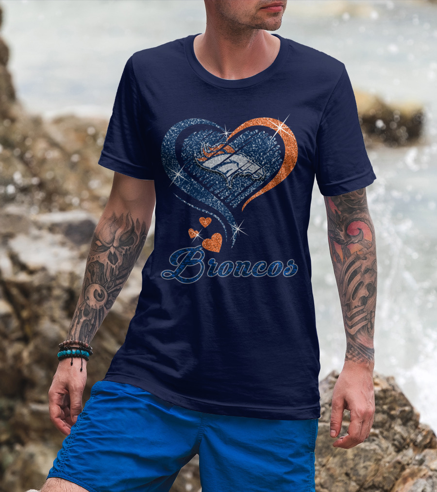 Broncos Heart Glitter T-Shirt