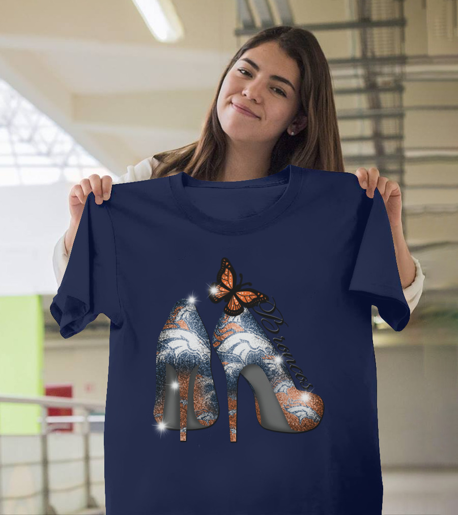 Denver Broncos Heels Butterfly T-Shirt