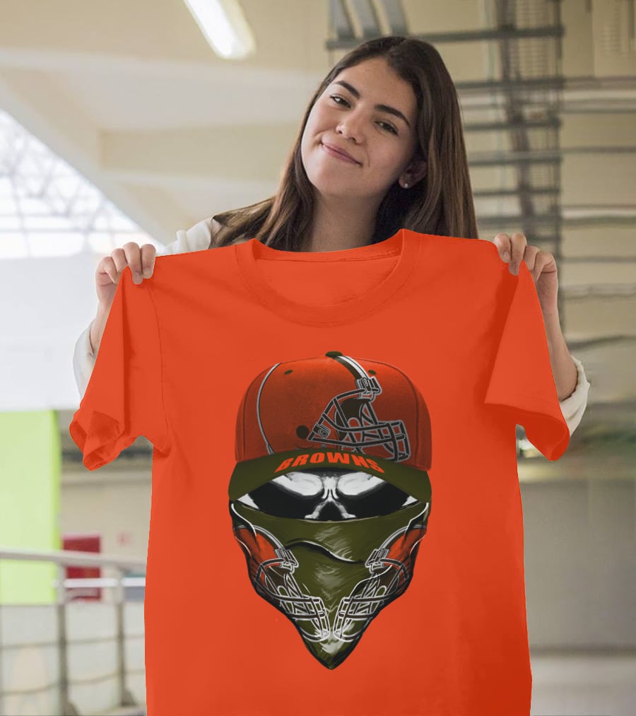 Cleveland Browns Helmet Cap And Bandana Combo T-Shirt