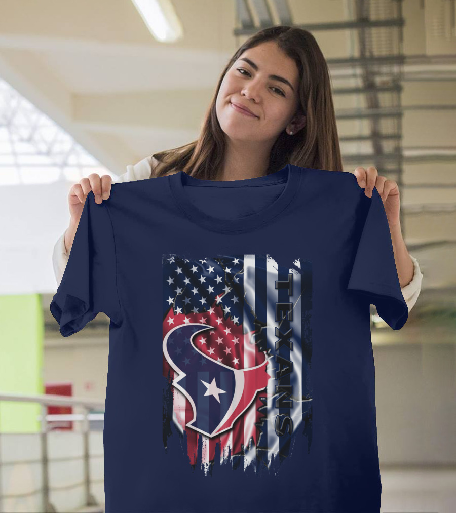 Houston Texans Usa Flag T-Shirt