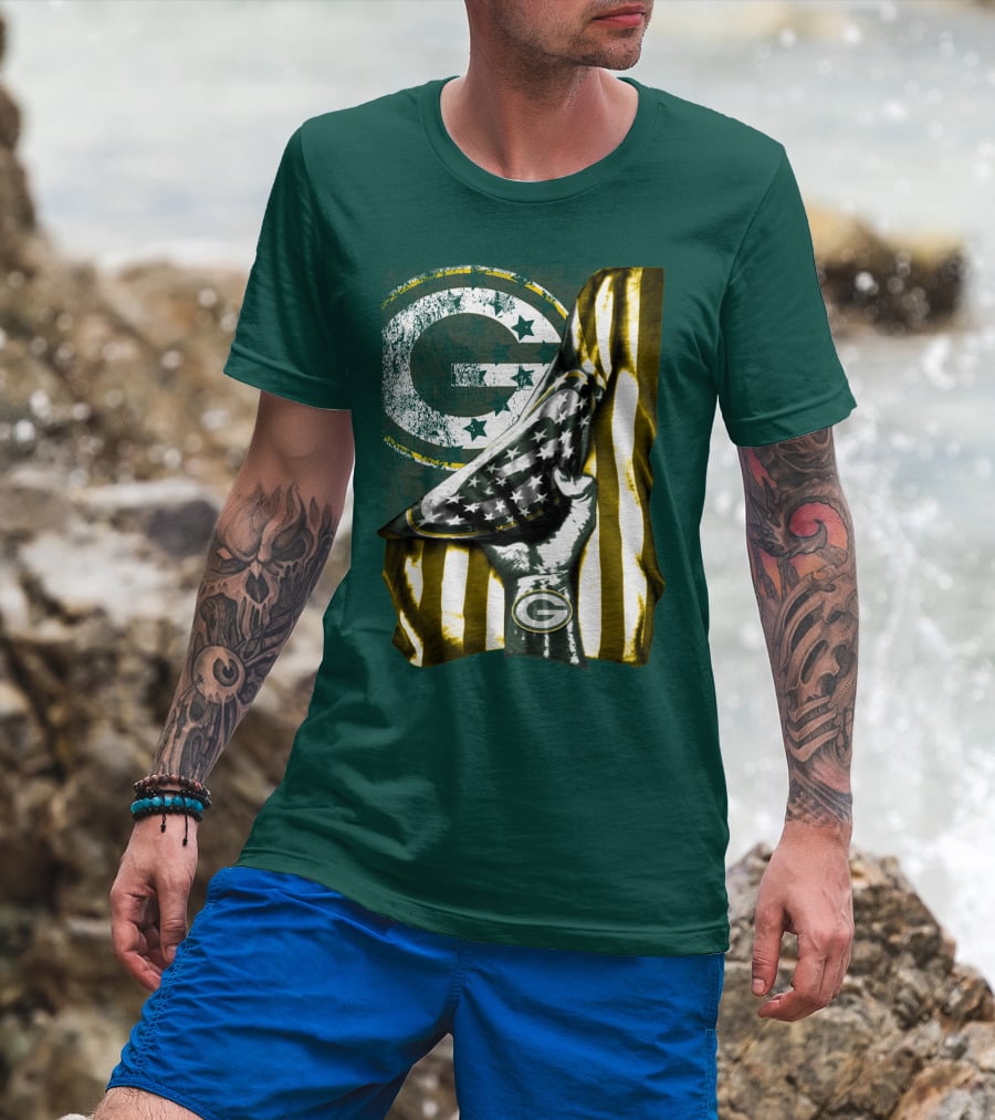 Green Bay Packers American Flag Pride T-Shirt
