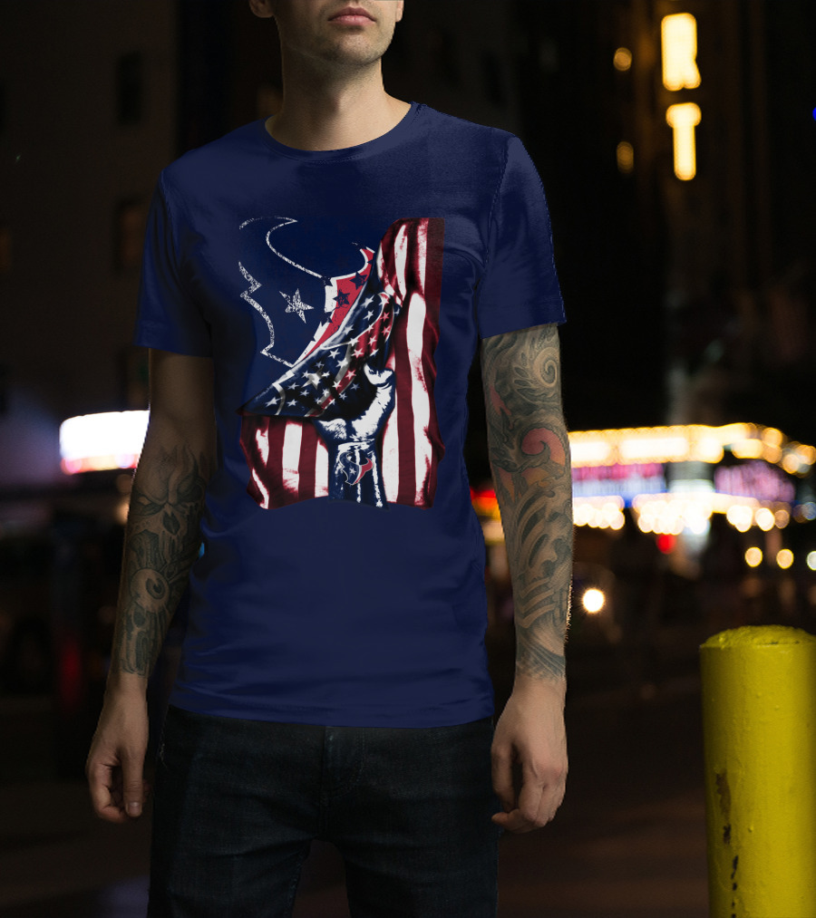 Houston Texans American Flag Fist T-Shirt