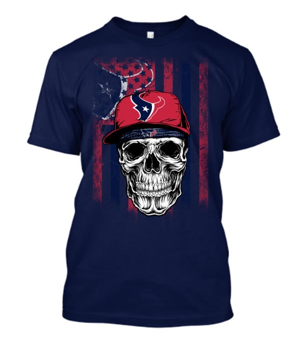 Houston Texans Skull Flag Stars Cap T-Shirt