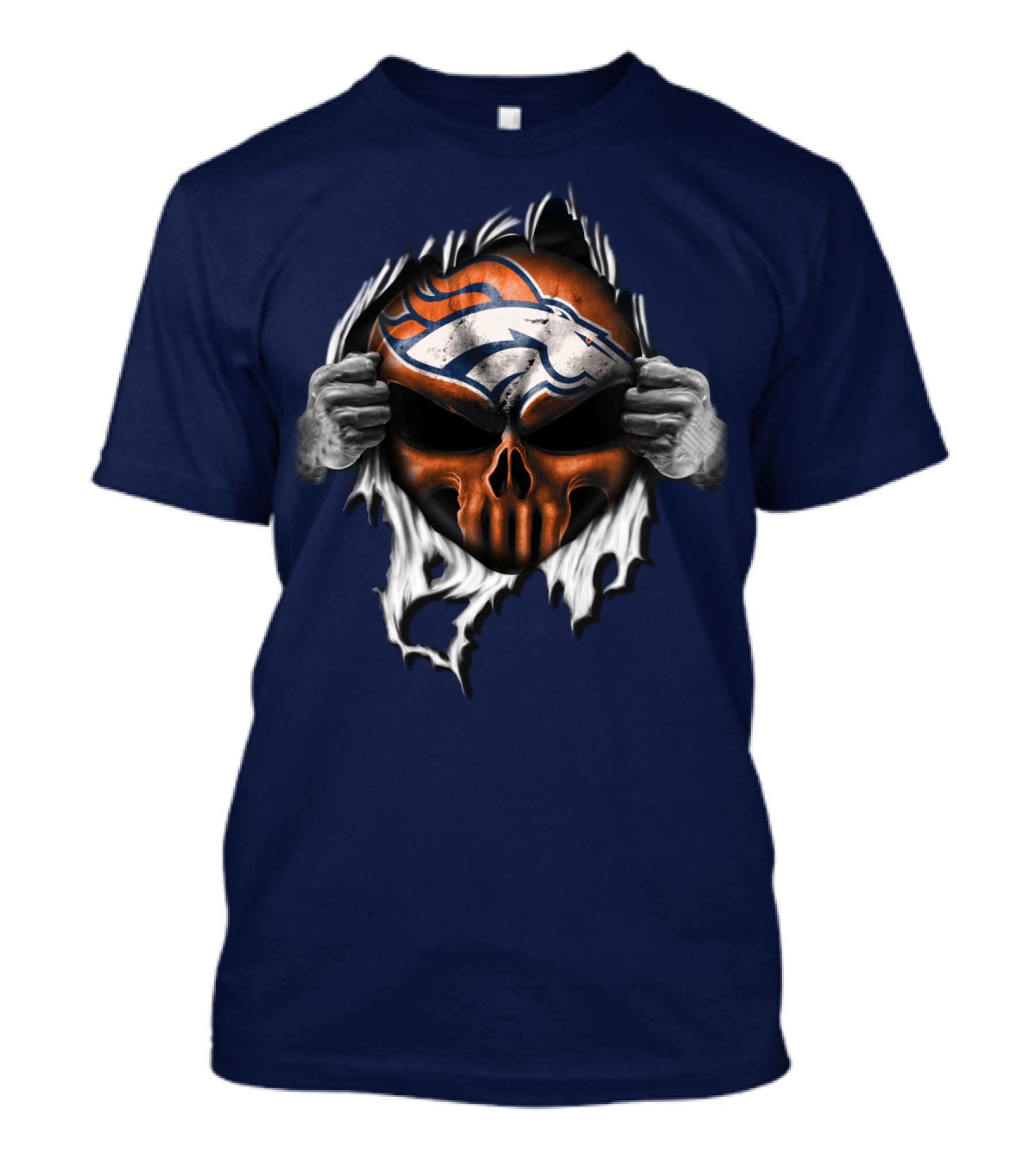 Denver Broncos Skull Logo Peeling T-Shirt