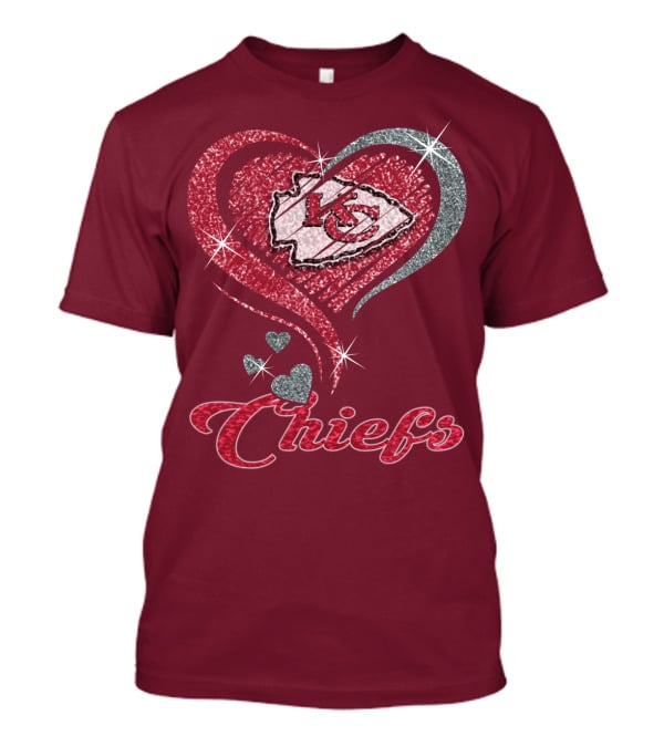 Kansas City Chiefs Heart Logo Sparkle Chiefs T-Shirt