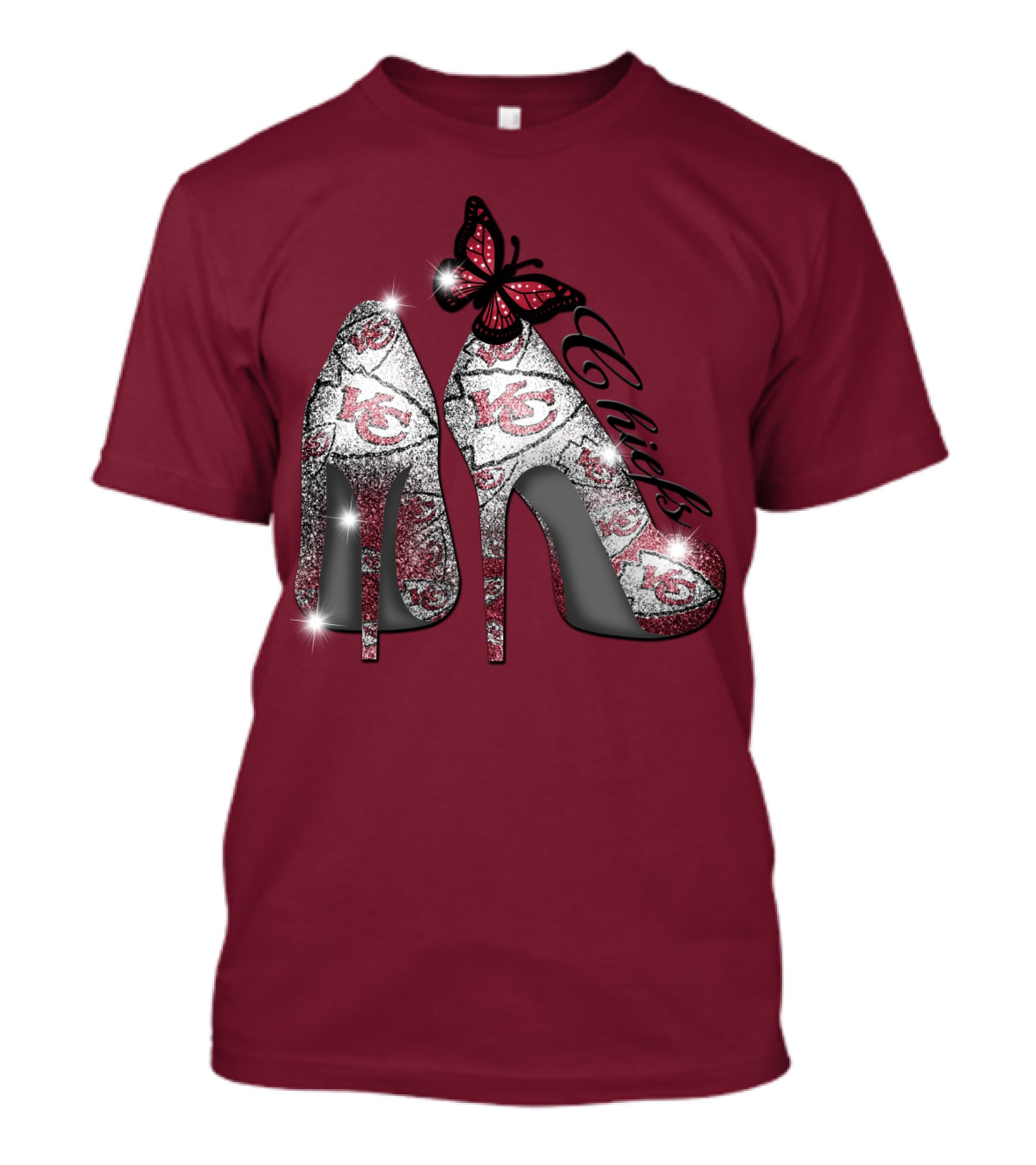 Kansas City Chiefs High Heels With Butterfly T-Shirt